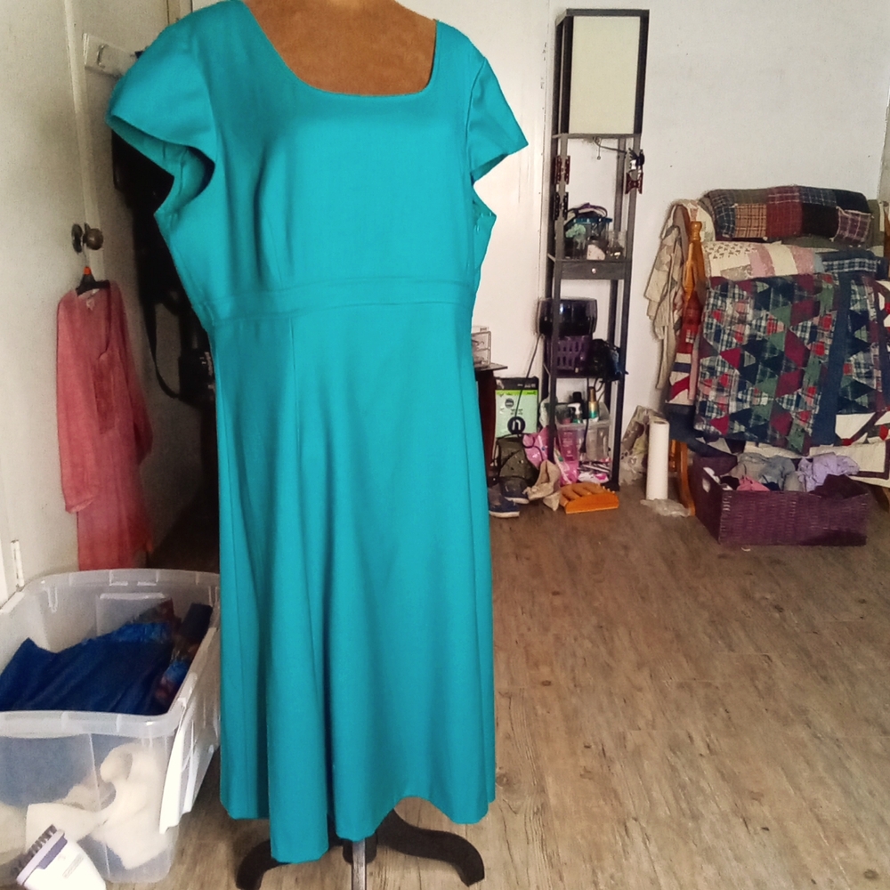 Alex Marie A Line Dress Professional, Teal, Women's Plus Size 16